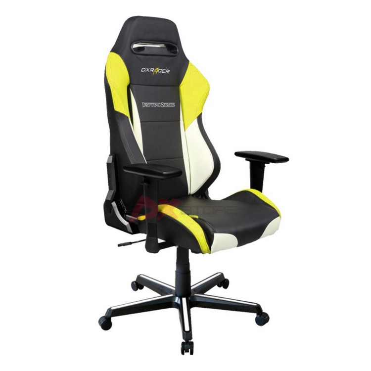 Компьютерное кресло DXRacer OH/DM61/NWY - Черное с Белыми и Желтыми вставками