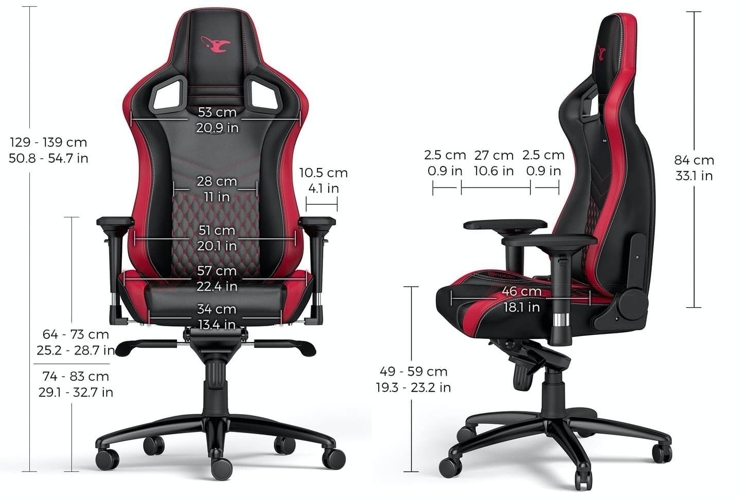 noblechairs EPIC Mousesports Edition - Размеры