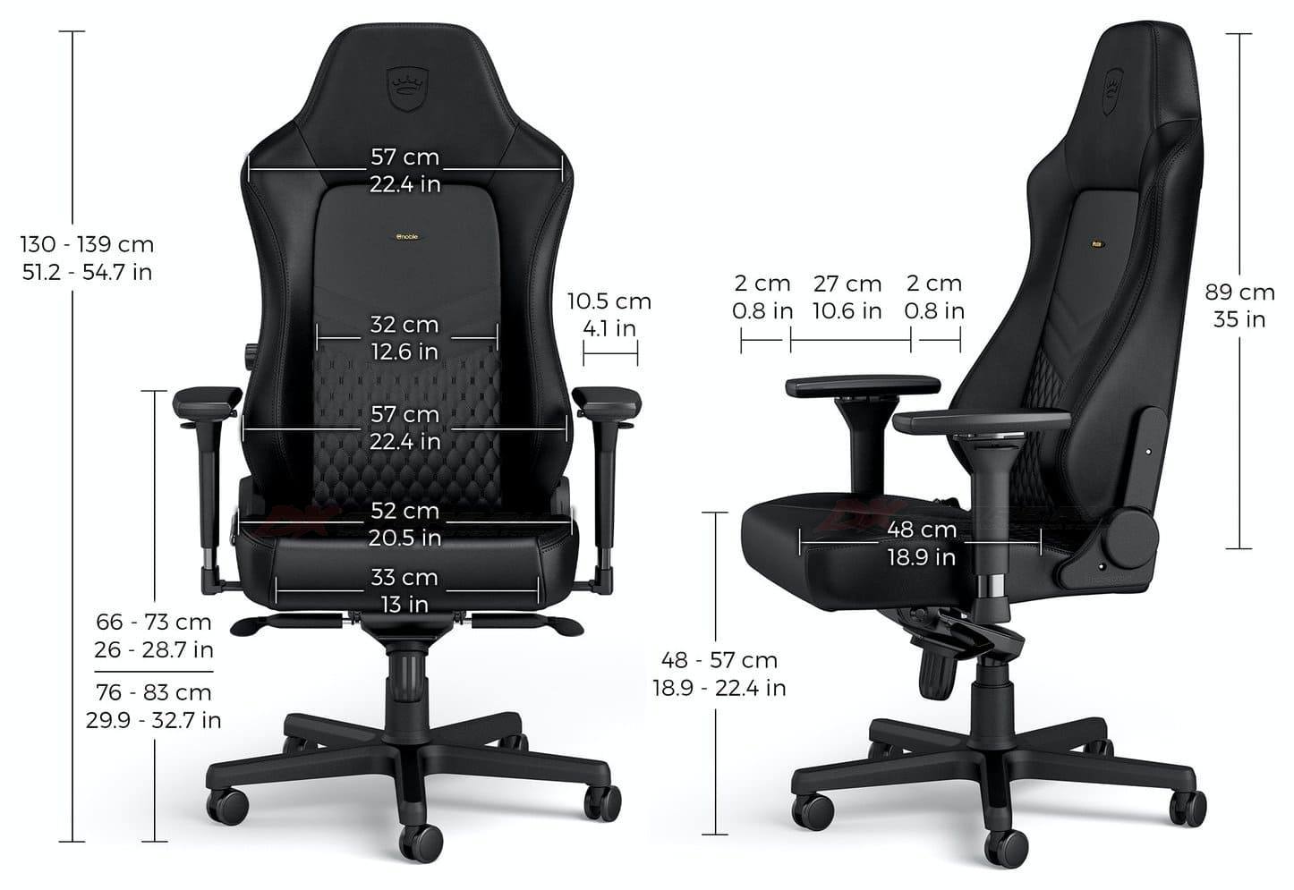 noblechairs HERO Real leather Black - Размеры