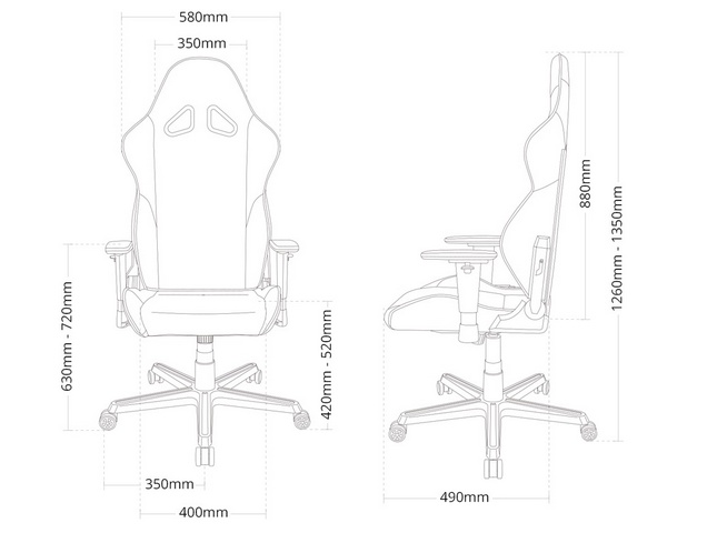 Компьютерное кресло DXRacer OH/G8000 - Размеры