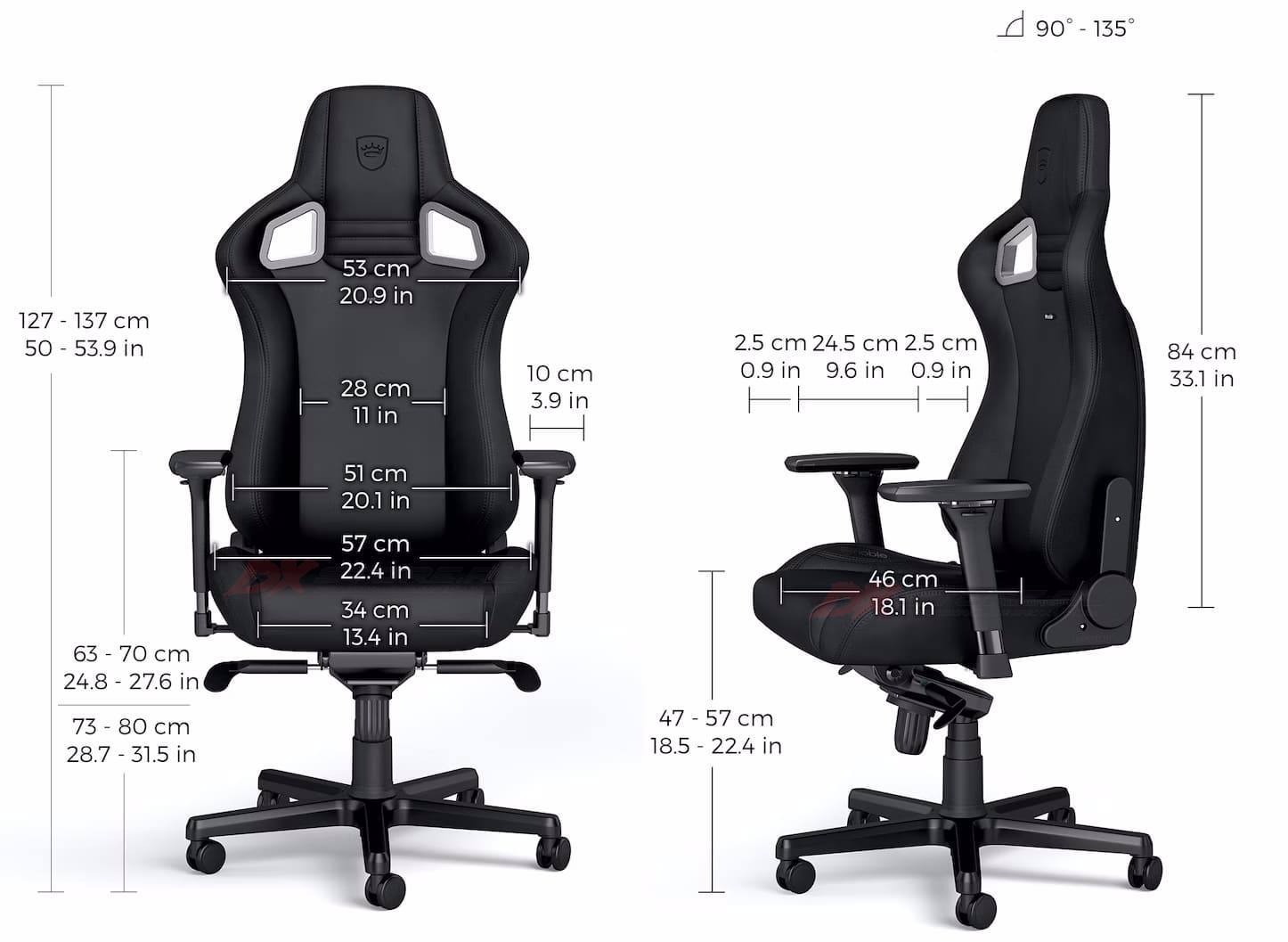 Игровое кресло noblechairs EPIC Black Edition - Размеры