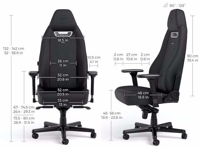 Игровое кресло noblechairs LEGEND Black Edition - Размеры