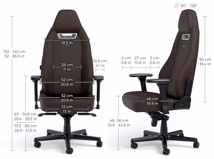 Игровое кресло noblechairs LEGEND Java Edition - Размеры