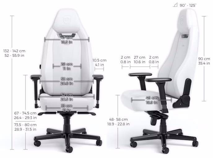 Игровое кресло noblechairs LEGEND White Edition - Размеры
