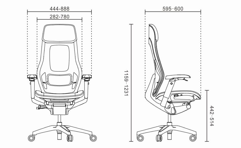 Премиум игровое кресло GTChair Roc-Chair, Черный/Красный - Размеры