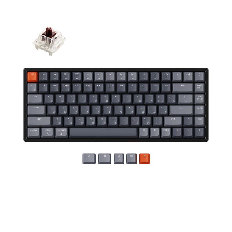 Беспроводная механическая клавиатура Keychron K2, 84 клавиши, алюминиевый корпус, RGB подсветка, Hot-Swap, Gateron Brown Switch