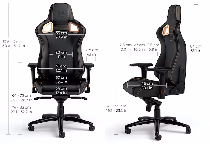 Игровое кресло noblechairs EPIC Copper Limited Edition - Размеры