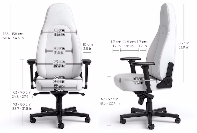 Игровое кресло noblechairs ICON White Edition - Размеры